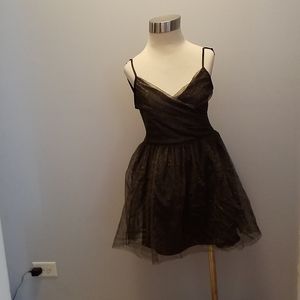 Necessary Objects DRESS XS Shimmer Tulle Black/Gold Spaghetti adjustable strap